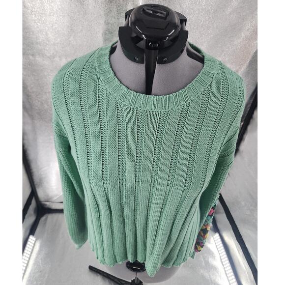 Davi& Dani Knit Sweater Womens M Crochet Arms Cottagecore Fairygarden Side Split - Picture 5 of 9
